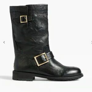 Jimmy Choo Leather Mid-Calf Moto Boots 37.5